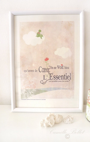 The Little Prince Art Print 8.5x11 -French heart quote -Essential is ...