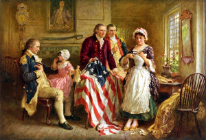 Betsy Ross And General George Washington Painting