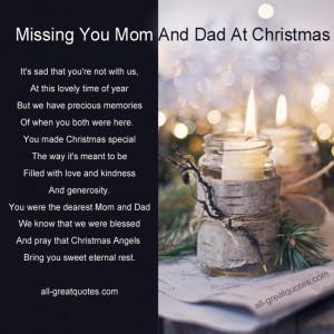 Memorial Cards For Christmas – Missing You Mom And Dad At Christmas