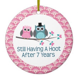7th Anniversary Owl Wedding Anniversaries Gift Double-Sided Ceramic ...