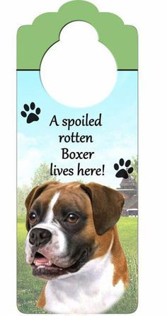 Uncropped Boxer Dog Door Knob Hanger available at www.DogLoverStore ...