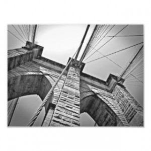 Stunning overhead view of world famous Brooklyn Bridges support