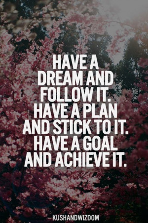 have a dream and follow it have a plan and stick to it have a goal and ...