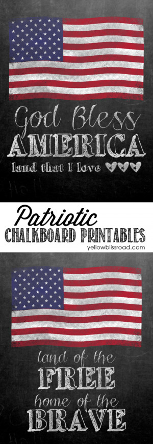 Free Printable Chalkboard with patriotic quotes for 4th of July- lots ...