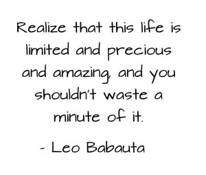 life is limited and precious and amazing, and you shouldn’t waste ...