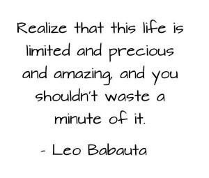life is limited and precious and amazing, and you shouldn’t waste ...
