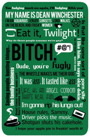 Supernatural - Dean Winchester Quotes Art Print