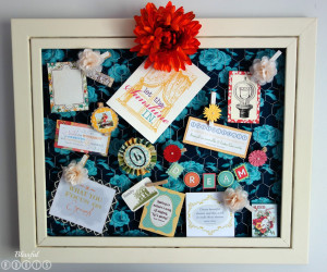 The memory board itself is made from a thrift store frame, some fabric ...