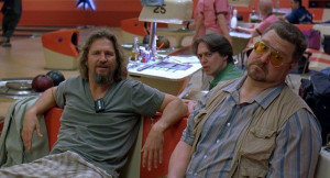 Bowling teammates The Dude (Jeff Bridges), Donny (Steve Buscemi), and ...
