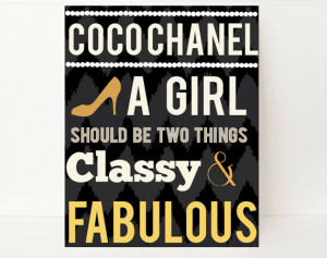 Coco Chanel Quote A Girl Should Be Two Things Inspirational Wall Art ...