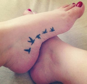 Colored Stars And Cup Cake Foot Tattoo