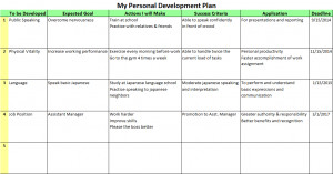 personal development plan example