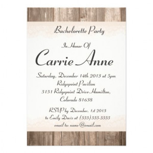 Rustic Country Lacy Wood Bachelorette Party Invite