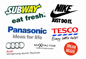 Montage of advertising slogans