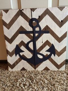 Cevron Anchor Painted On Rustic Barnwood on Etsy, $40.00