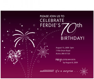 70th Birthday Invitation created for Shandolyn Crouse in Acton, MA