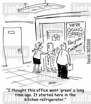 Office Refrigerator Cleaning Cartoon