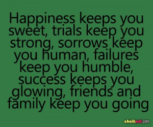 ... You Sweet,trials Keep You Strong,Sorrows Keep You Human ~ Family Quote