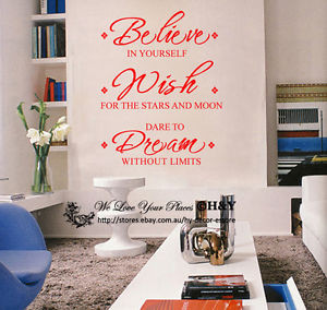 Inspirational-Believe-Wish-Dream-Wall-Stickers-Removable-Vinyl-Decal ...