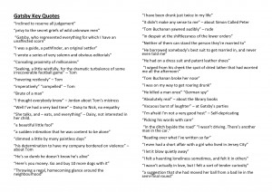 Gatsby Key Quotes by Elyanne