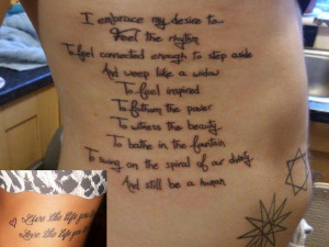 Quote Tattoo On Side Rib For Men