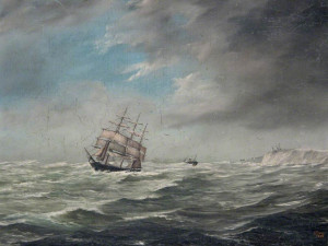 ship at sea painting
