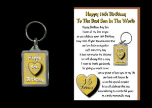 Details about 16TH HAPPY BIRTHDAY SON 16 TODAY CARD AND KEYRING GIFT