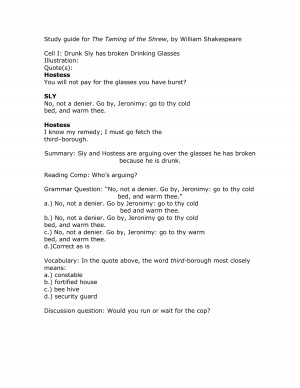 Study guide for The Taming of the Shrew, by