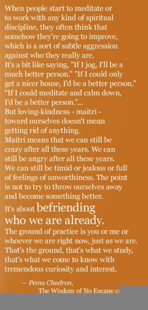 Maitri: loving-kindness toward ourselves.