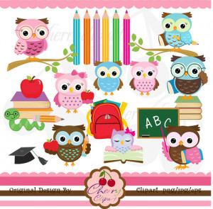School owls digital clipart set for -Personal and Commercial Use-paper ...