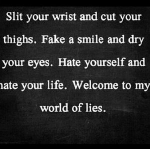 ... quote, self harm, smile, thighs, wrist, cut wrist, slit wrist, cut