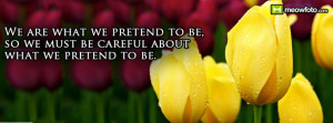 ... we pretend to be, so we must be careful about what we pretend to be