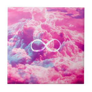 Girly Infinity Symbol Bright Pink Clouds Sky Ceramic Tile
