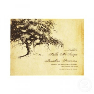 Vintage Oak Tree Save the Date Wedding Custom Invitation