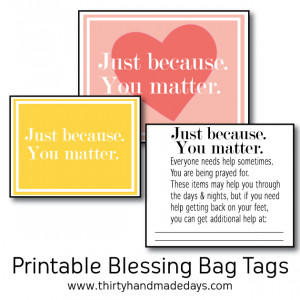 ... blessing bag printables to give to the homeless. |Thirty Handmade Days