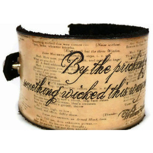 Shakespeare Quote Leather Cuff Bracelet, Macbeth Witches