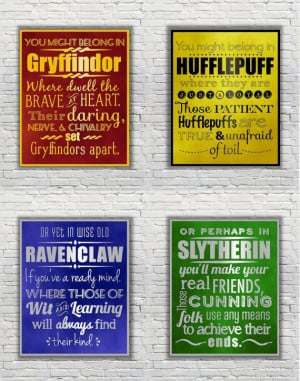 Harry Potter Typography Quote - The Four Hogwarts Houses according to ...