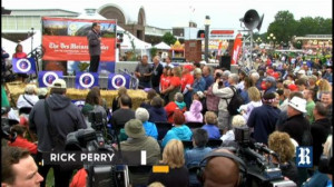 Rick Perry addressed a crowd from the Des Moines Register Political ...