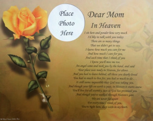 Dear Mom in Heaven Poem Memorial Verse Gift in Loving Memory of Mother