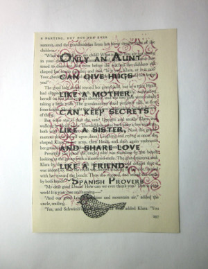Aunt quote Spanish Proverb print on a book page, aunt saying, aunt ...