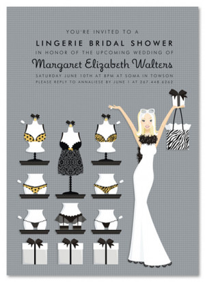 Blonde Lucky in Love Lingerie Bridal Shower Invitations