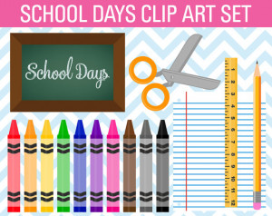 50% OFF SALE Clip Art School Days Set Teacher Clipart Instant Download
