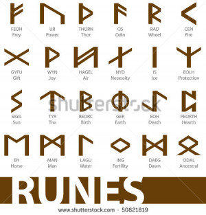 Set ancient runes vector illustration icons symbols