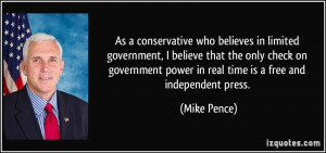 in limited government, I believe that the only check on government ...
