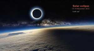 Total solar eclipse seen from space. [Nov13-14]
