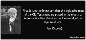 it is not unimportant that the legislative texts of the Old Testament ...