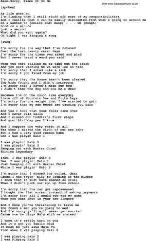 Download, Akon-Sorry, Blame It On Me lyrics as PDF file (For printing ...