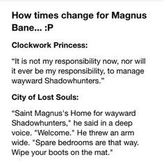 How times change for Magnus Bane... :P