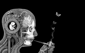 happiness, smoking, skull and crossbones by lasyumedre