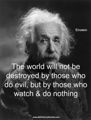 the world will not be destroyed by those who do evil but by those who ...